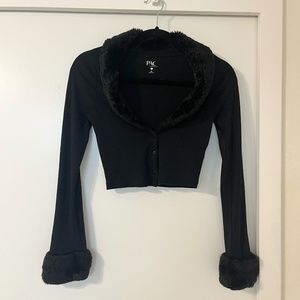 Cropped Long Sleeve With Faux Fur Collar & Sleeves
